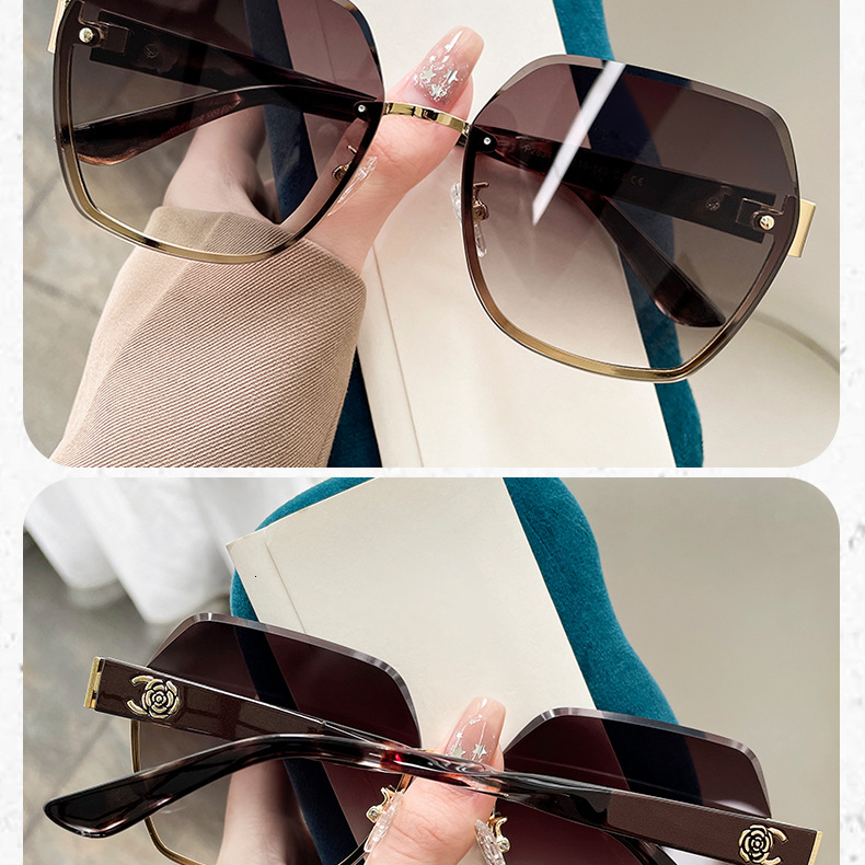 New Women's Designer Round Frame Small Fragrant Luxury Women's Sunglasses Women's Box Sunglasses Personalized Internet Celebrity UV Pro - view 8