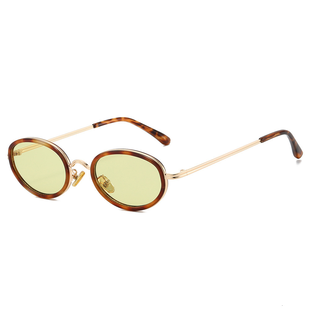 New Fashion Metal Men, Oval Trendy Simple Style Sunglasses For Women, High-End Retro Sun Protection Glasses - view 6