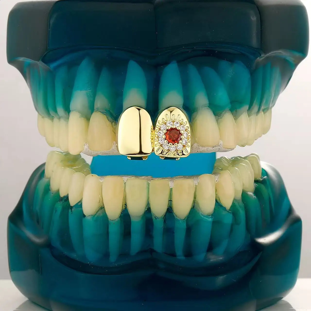 Gift Removable Hiphop Teeth Punk Flower n Dental Grills Gold Silver Color Bling Tooth Caps Party Cosplay 260623 - view 4