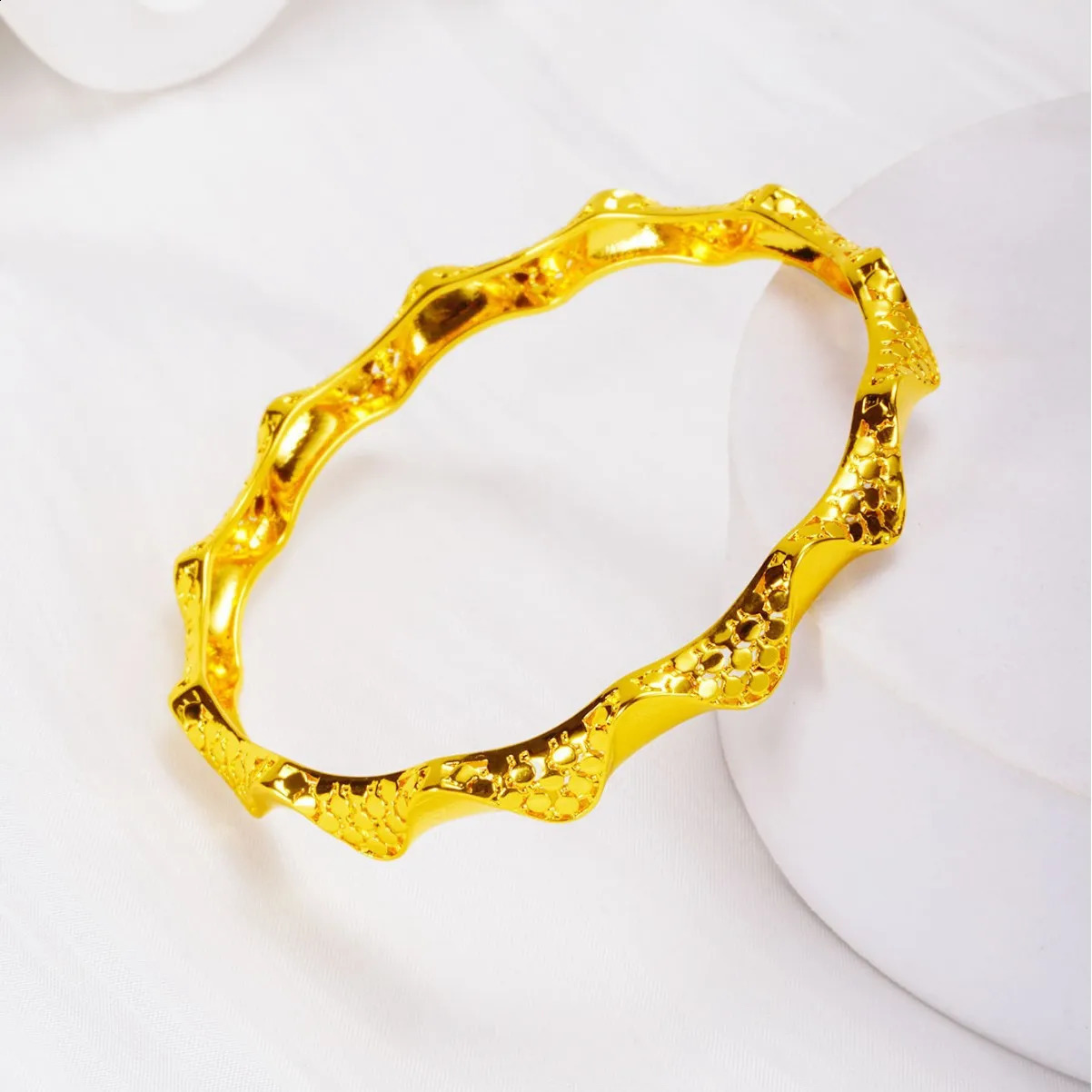 y Gold Color Twist Bracelets Copper Indian Bangle for Women African Jewellery Brazilian Bangles Wedding ner Bracelets 260626 - view 6