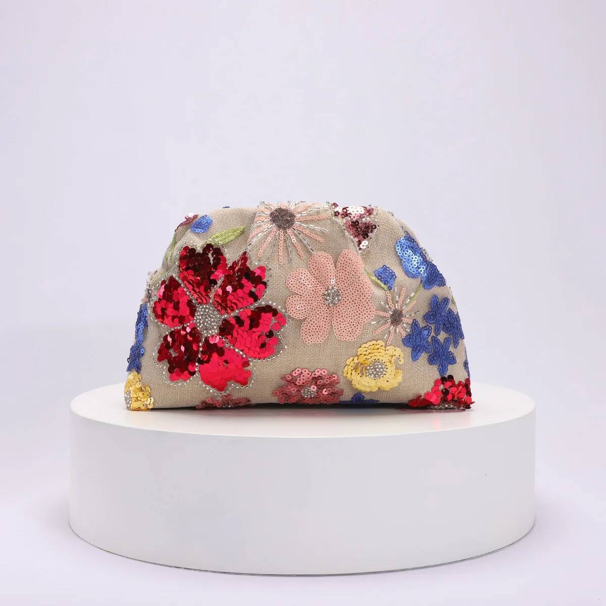 Fashion Sequins Clip Shell Clutch Bag For Women Flower Embroidery Shoulder Crossbody Bags Vintage Evening Party Female Purses Andralyn - view 7