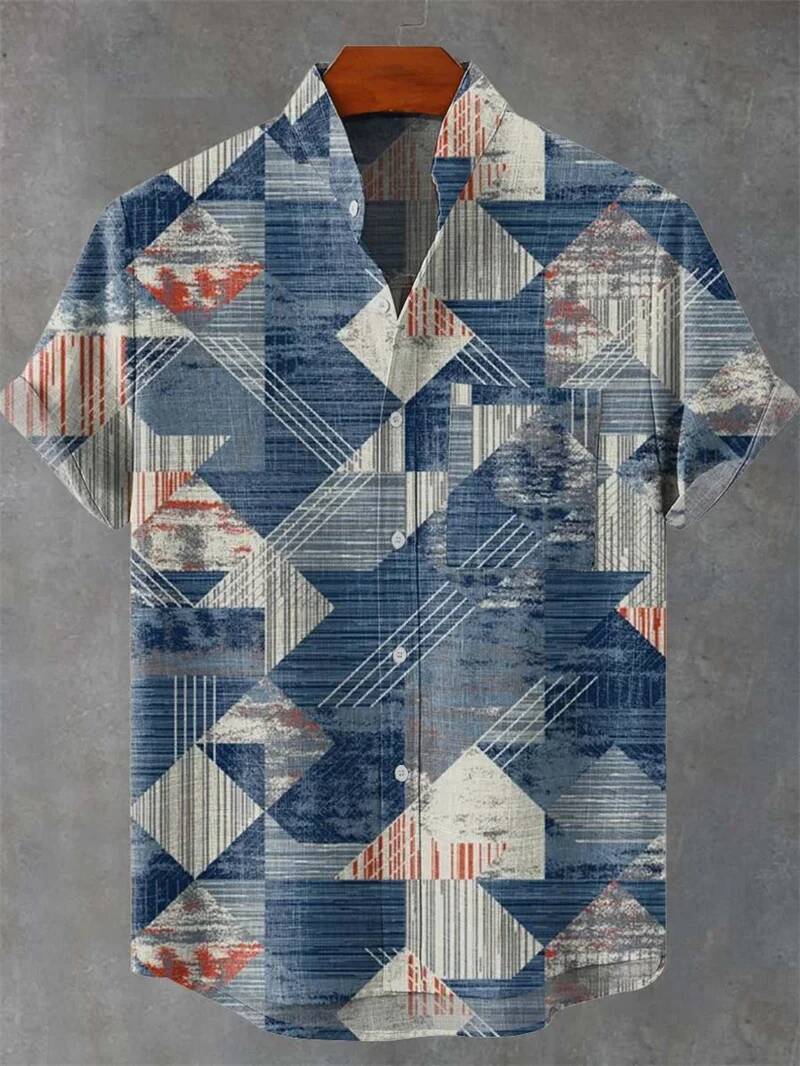 Men's Casual Shirts Polo New Vintage Ethnic Tribal Short Sleeve Mesh Top Casual Holiday Fashion Men's Shirt Hawaii - view 5