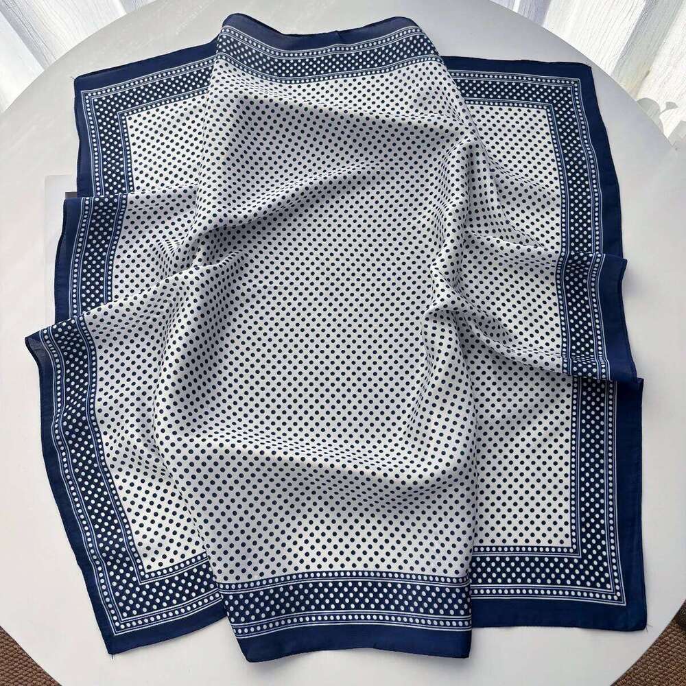 Imitation Silk Square Scarf For Women Polka Dot Printed Bandanas Stylish Hairband Luxury Hijab Neckerchief Elegant Shawl Wraps 26Y06226 - view 6