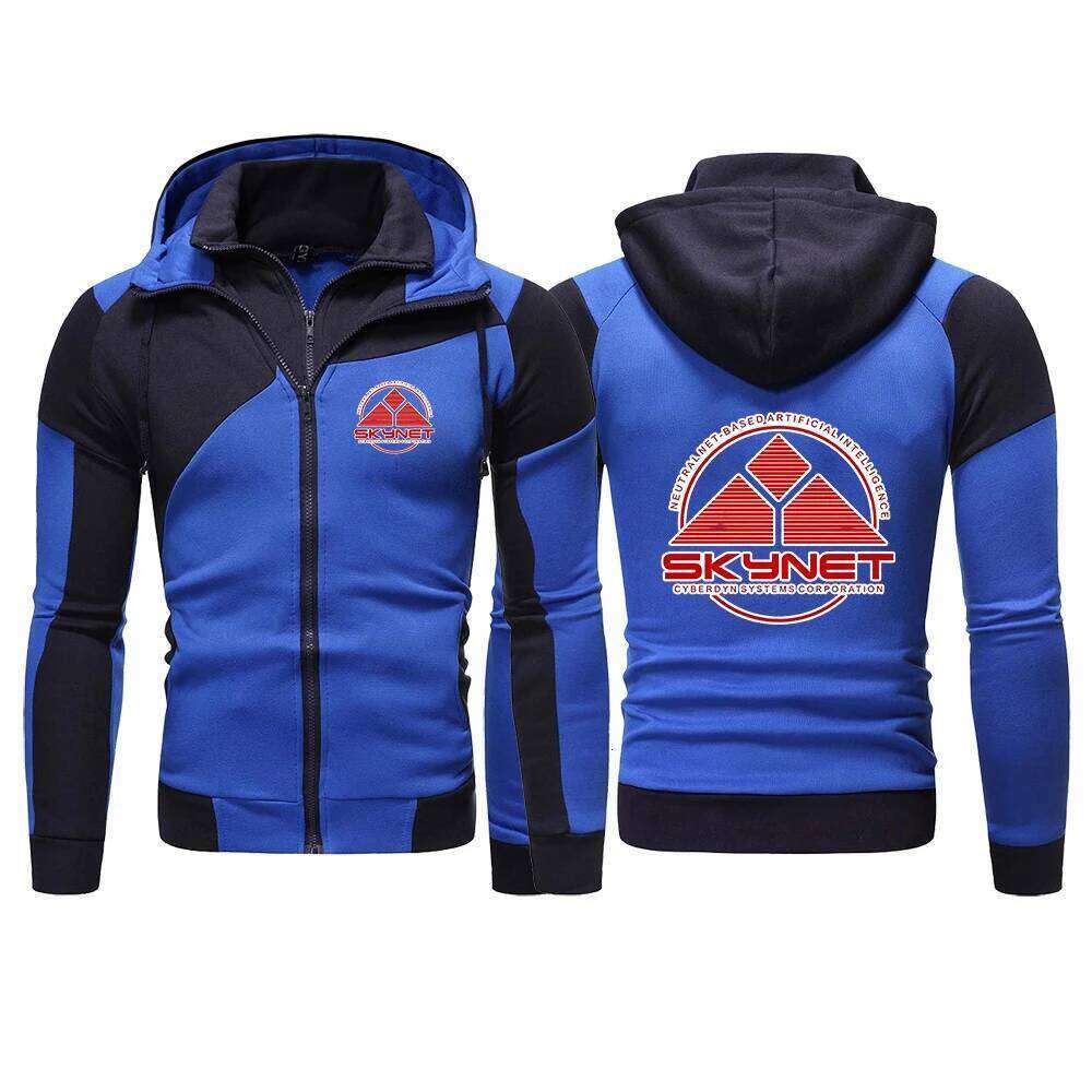 Skynet Graphic The men's multi-color striped beanie hoodie is suitable for spring and autumn hoodies jacket W260626 - view 5