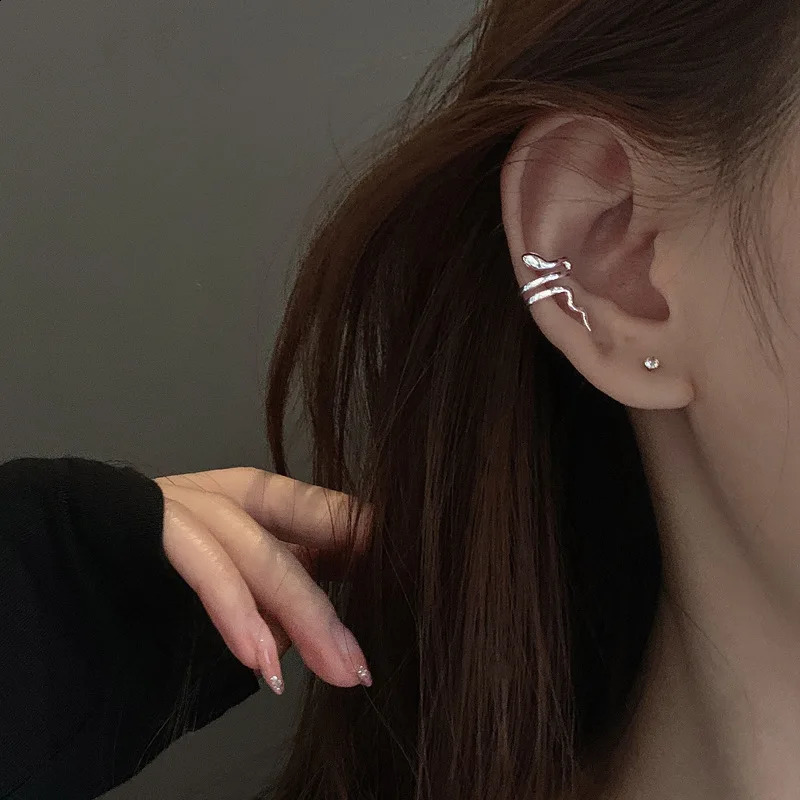 1Pcs Fashion Silver Color Snake Ear Clip Earrings for Women Men Punk Non Piercing Cuff Jewelry 260623 - view 3