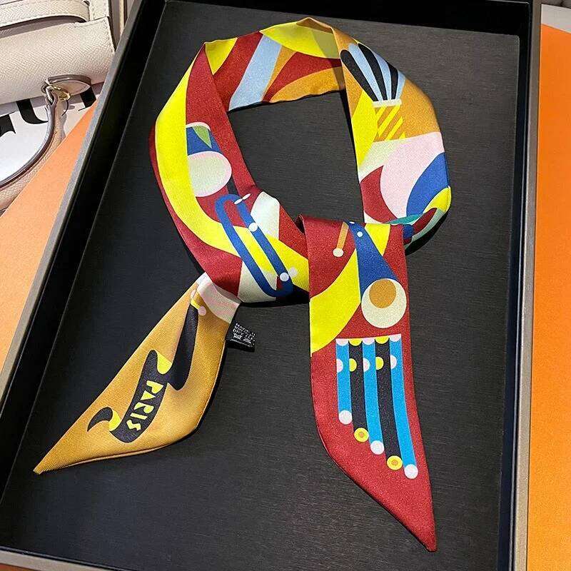 Luxury Brand Silk Skinny Scarf Bag Handle Ribbon Ladies Horse Print Headband Small Hair Scarves Band Female 26Y06226 - view 5