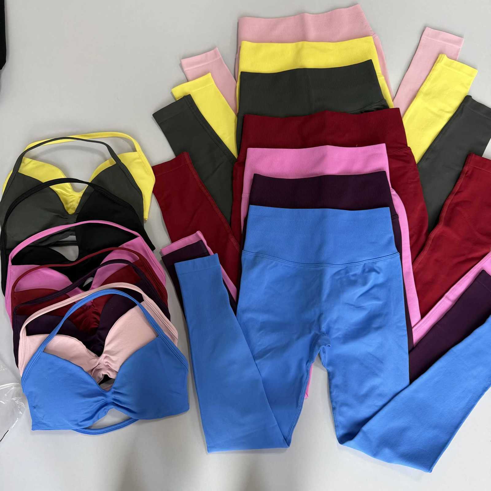 Womens Seamless 2PCS Legging Sets Strappy Sports Bras and Leggings High Waist Fitness Sculpt Leggings Running Pants Gym Suits M260626 - view 6