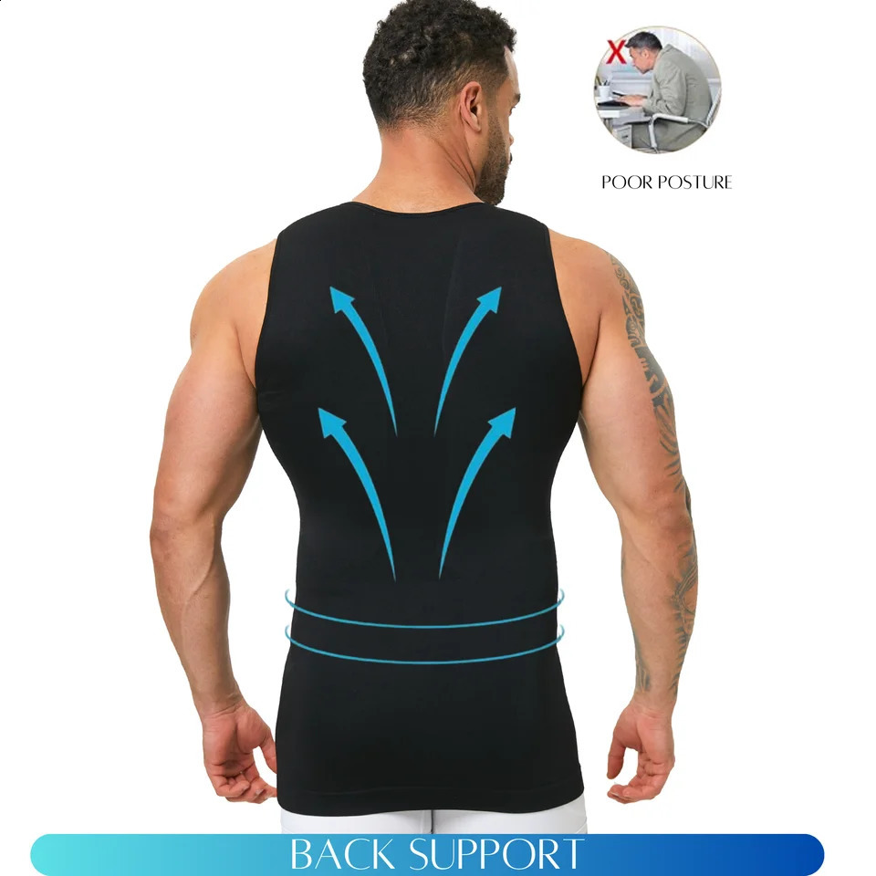 Mens Seamless Body Shaper Tank Top High Stretch Breathable Compression Vest Slim Fit Workout Casual Wear 260625 - view 3