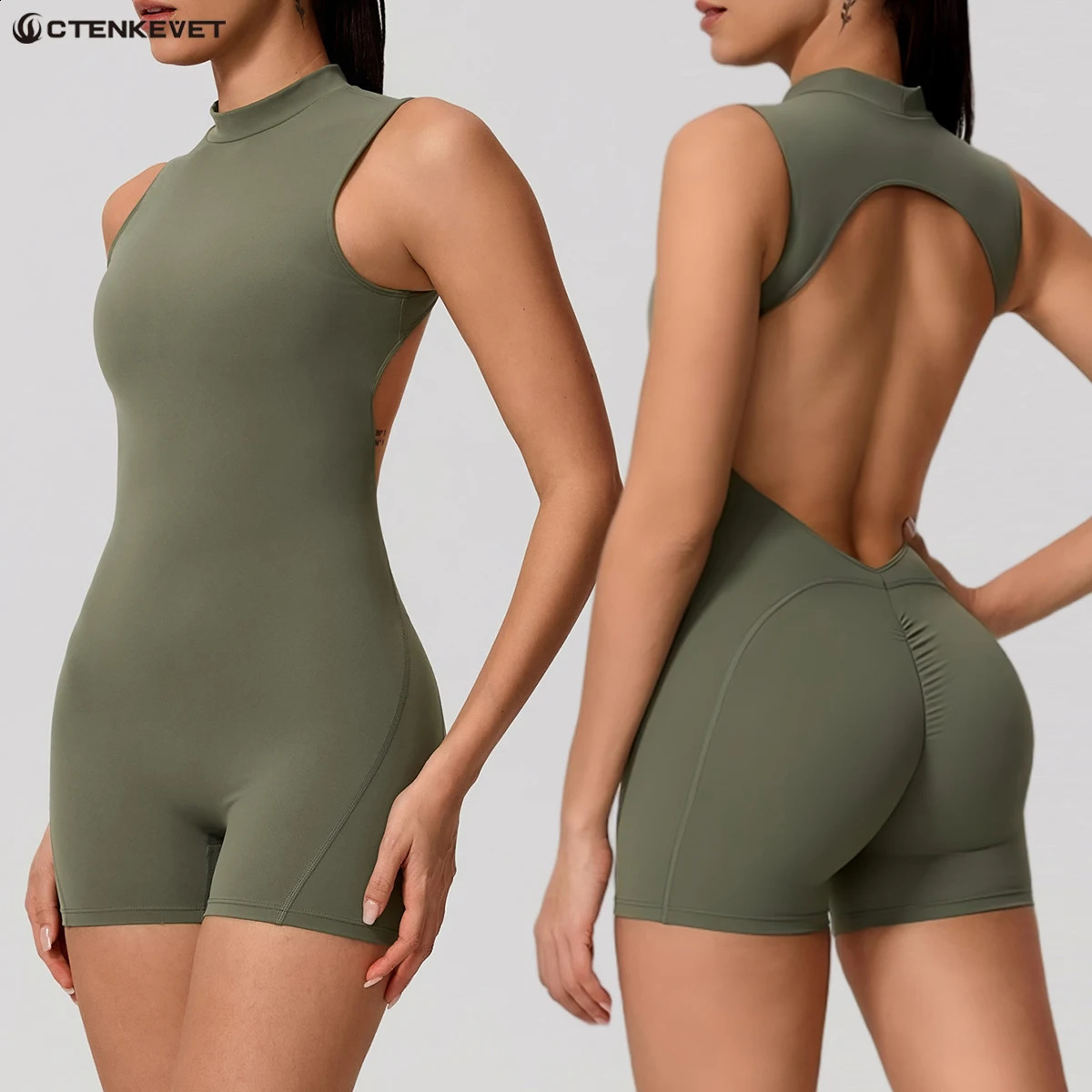 Summer Womens Sleeveless Back Hollow Jumpsuit Female Sports Suit Fitness Yoga Clothing Peach Hipo Gym Overalls 1 Pcs 260626 - view 1