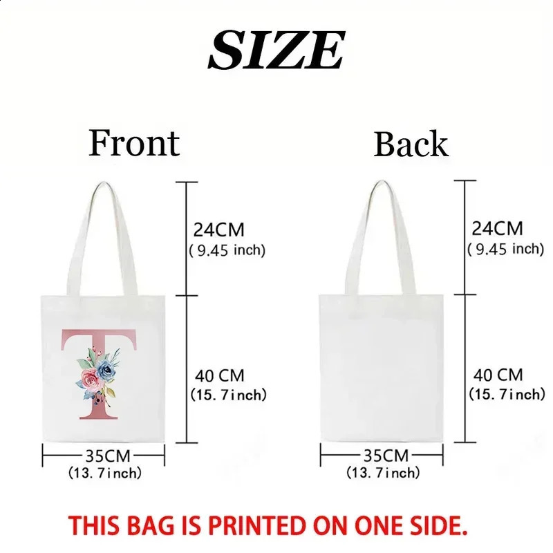 Fashion Customized Name Canvas Bag Womens Travel and Leisure One Shoulder Handbag Pink Letter Large Capacity Gift White Canvas 260625 - view 5