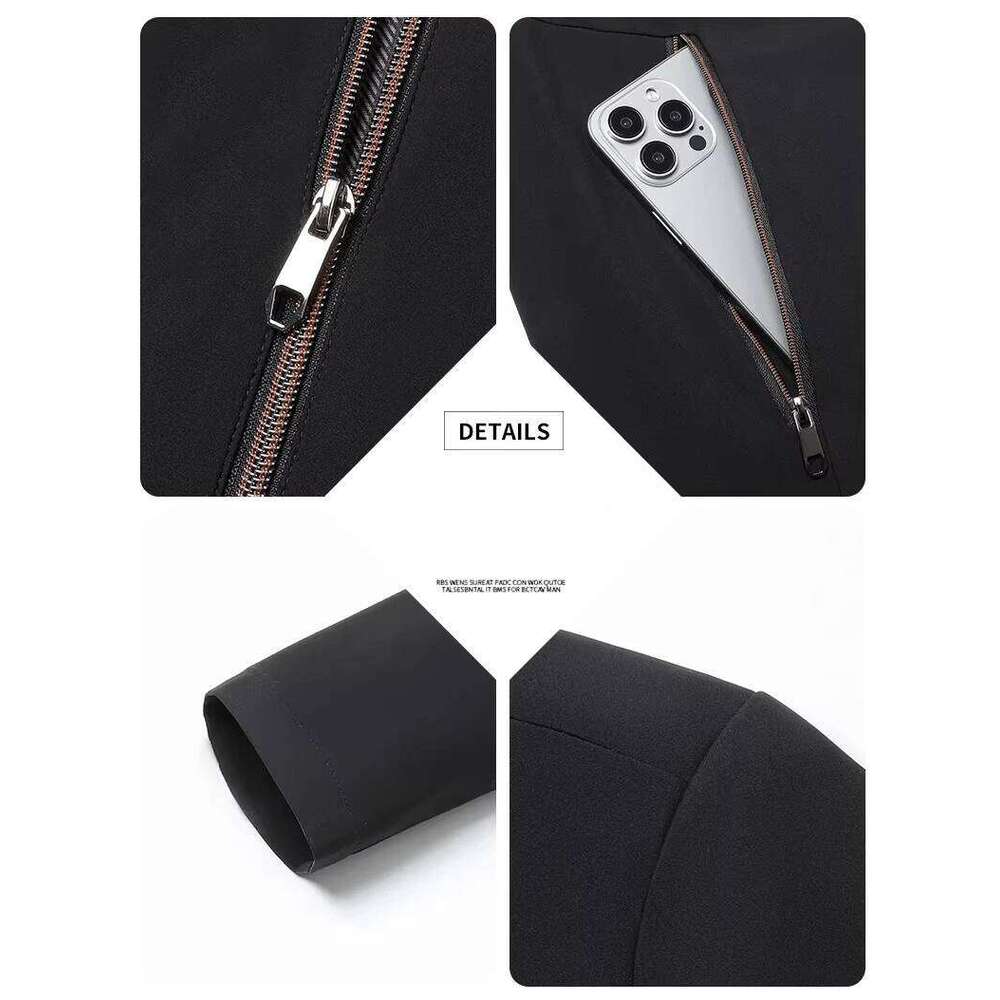 2026 Men's Black Long-sleeve Jacket with A Turn-down Collar, Suitable for Business/casual/executive Wear, Blue and Khaki Coat. W260626 - view 7