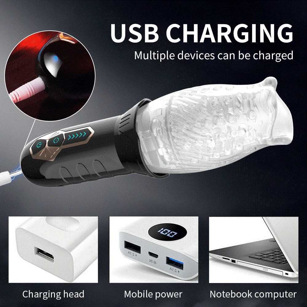 Automatic Masturbator Cup 360 Male Rotating Penis Blowjob Pussy Stimulator Vagina Real Oral Vibrator Sex Toys for Adults Men M260626 - view 7