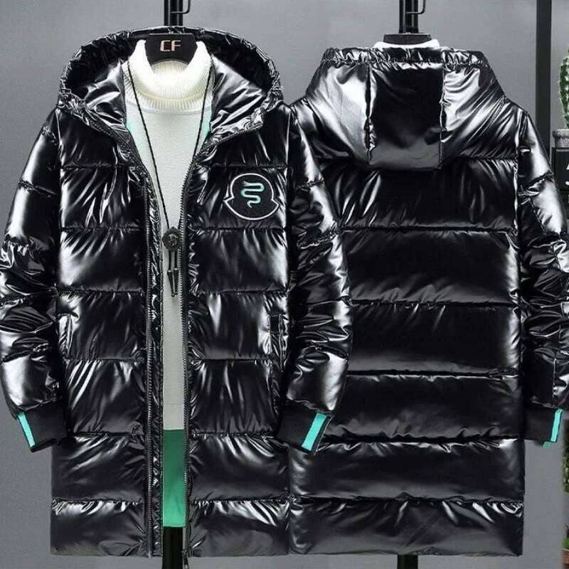 Water Resistant Down Cotton Jacket for Men 2025 New Winter Thickened Glossy Warm Korean Style Trendy Long Coat W260626 - view 4