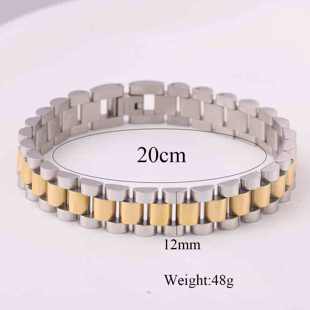 6 12MM 2 Tone Stainless Steel Watch Strap Bracelet For Men And Women 18k Gold Gun Black Gold Multi-color Watch Bank Bangle Bracelets Bijoux Jewelry Wh - view 9