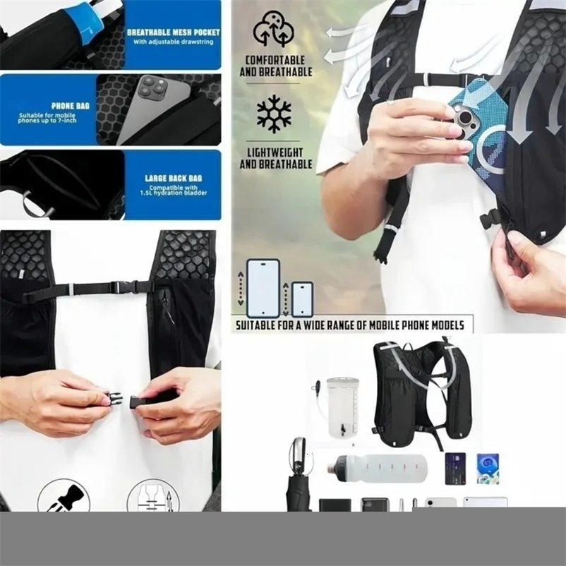 Running Hydration Vest and Men Water-Resistant Breathable Backpack for Runs Hiking Cycling Trails Marathons 260624 - view 3