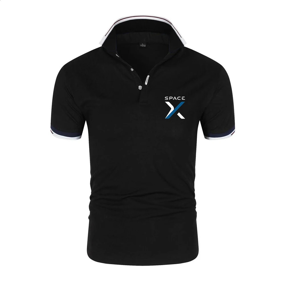2026 SpaceX Space X Print Summer Mens Sixcolor Polo Shirts Stand Collar Breathable Fashion Short Sleeve 260625