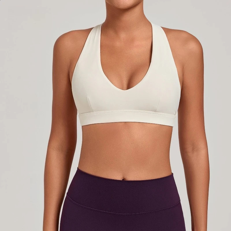 samless womens gym workout sports bras Gathering Anti-Shake Halter Strap Yoga Bra Tight Outdoor Sports Running Fitness Top 260626 - view 5