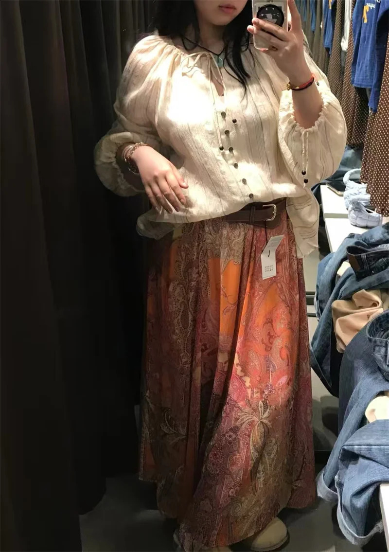 Womens Dress Summer 2026 Style Paisley Print ALine Loose Midi Skirt Vacation Fashionable 260626 - view 5