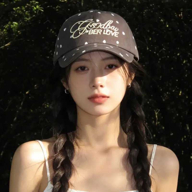 embroidered Korean version heart letter polka dot baseball versatile spring and summer sunshade duckbill hat M260626 - view 5
