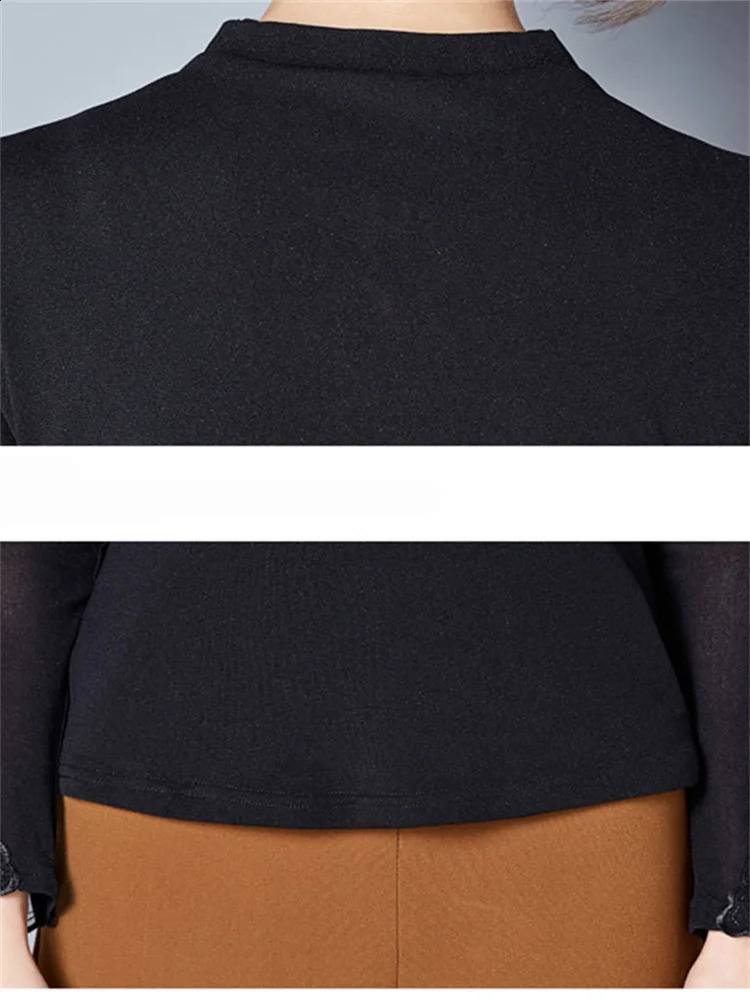 Hollow Out Women Spring Autumn Style Lace Blouses Shirts Casual Long Sleeve Patchwork Spliced Turtleneck Blusas Tops DF1491 260626 - view 7