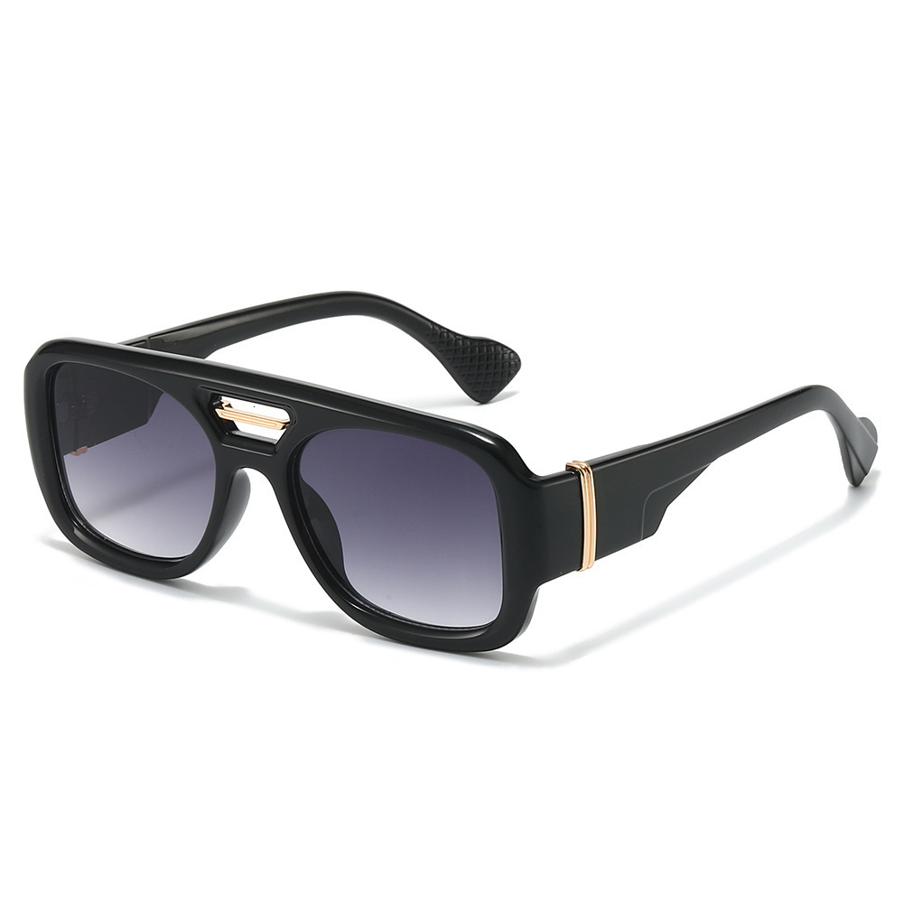 2026 New Simple And Exquisite Men's Pilot Rectangular Double Bridge Fashion Sunglasses - view 6