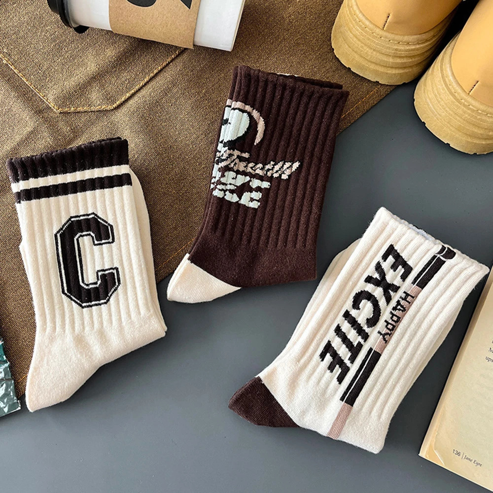 8 Pairs Spring Autumn Men Women Letter Printed Mid Tube Socks Soft Comfortable Breathable Fashionable All Season Casual 260622 - view 5
