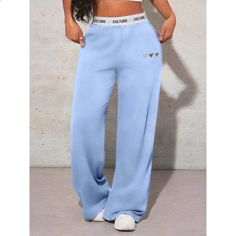 Womens Love Printed Trousers Simple Casual Autumn and Winter Wide Leg Pants Loose Comfort Female Clothing 260625 - view 4
