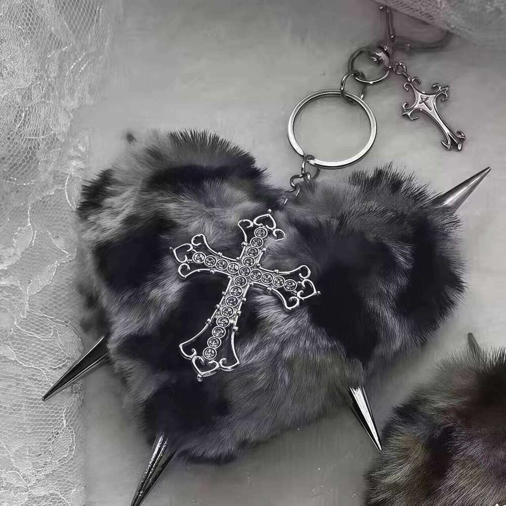 Y2K Spicy Girl Gothic Lolita Plush Love Chain Women Backpack Pendant Cross Bag Decorations Keychains 26Y0626 - view 6