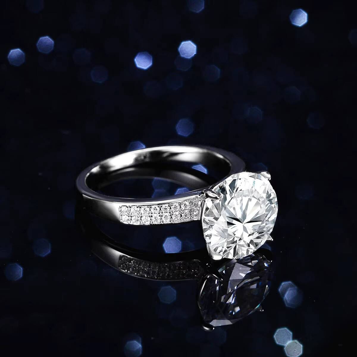 Fine Fashion 925 Sterling Silver Moissanite Engagement Wedding Ring 5ct D-color Round Cut Women Rings - view 4