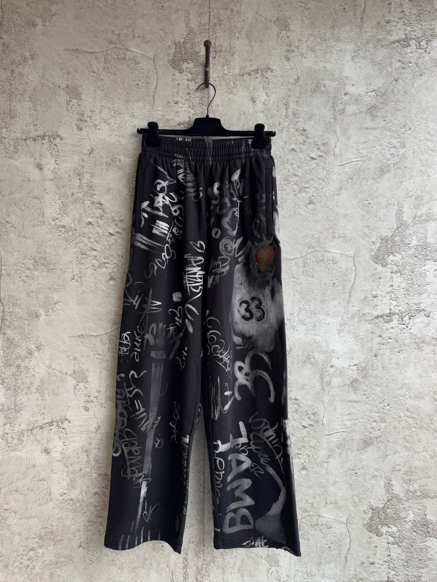 High quality Graffiti letters dirty long pants couple personality casual wide leg cotton Pants - view 5