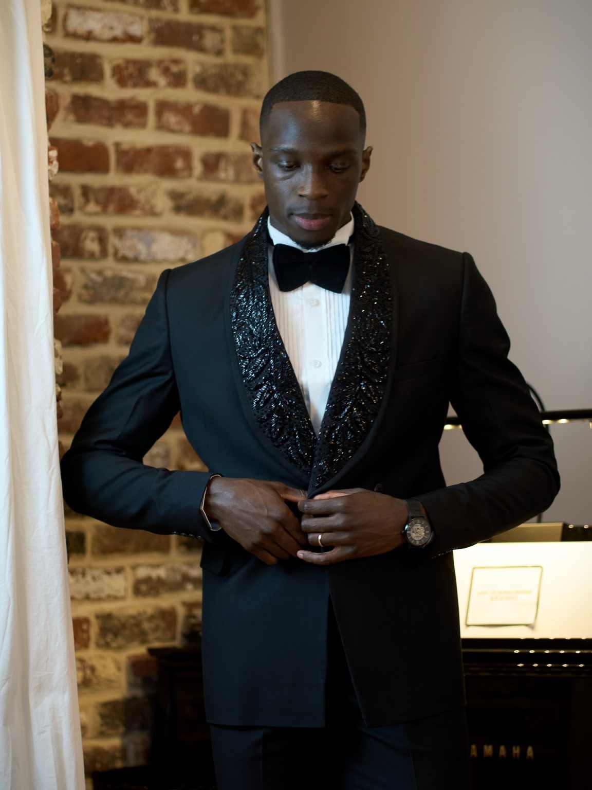 Fashion Wedding Tuxedos Shawl Lapel Double Breasted Men Suit Luxury Beaded Jacket Pants Groom Evening Prom Blazers Customized - view 6
