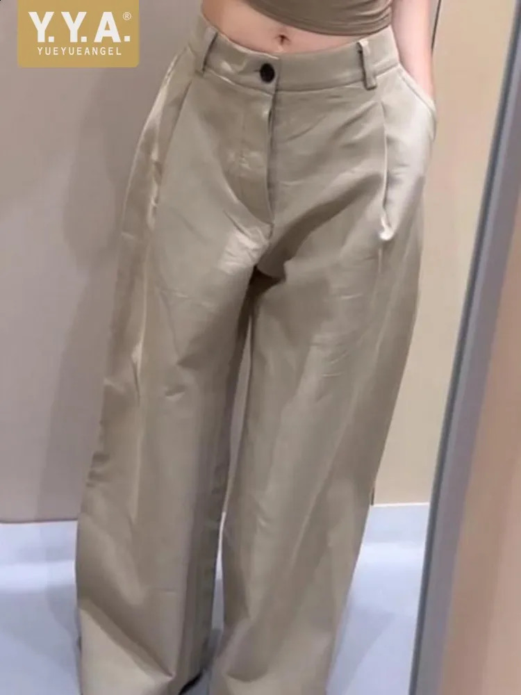 Summer Style Women Loose Fit Relaxed Khaki Pants Fashion Wide Leg Pant Work Lady Casual Long Floor Length Trousers 260625