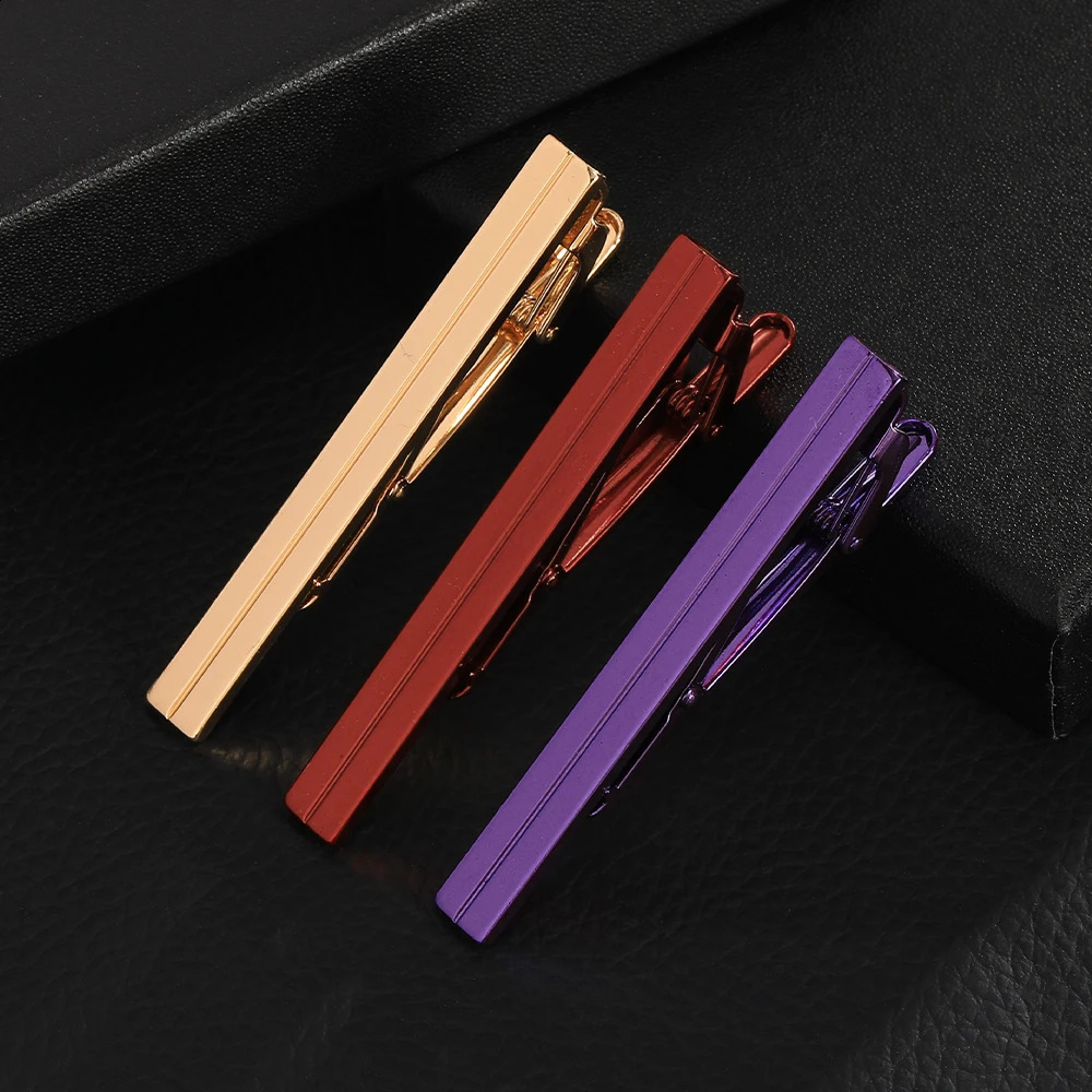 Free Personality Black Blue Red Purple Silvery Golden Colors Middle Line n Tie Clip Mens Formal Party Busin Jewelry 260626 - view 6