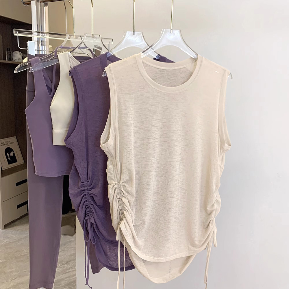 Sleeveless Sports Vest Women, Summer Thin Short-Sleeved Loose-Fitting Cover-Up For Running And Training, Quick-Drying Fitness Yoga Top Comfortable Yog - view 3