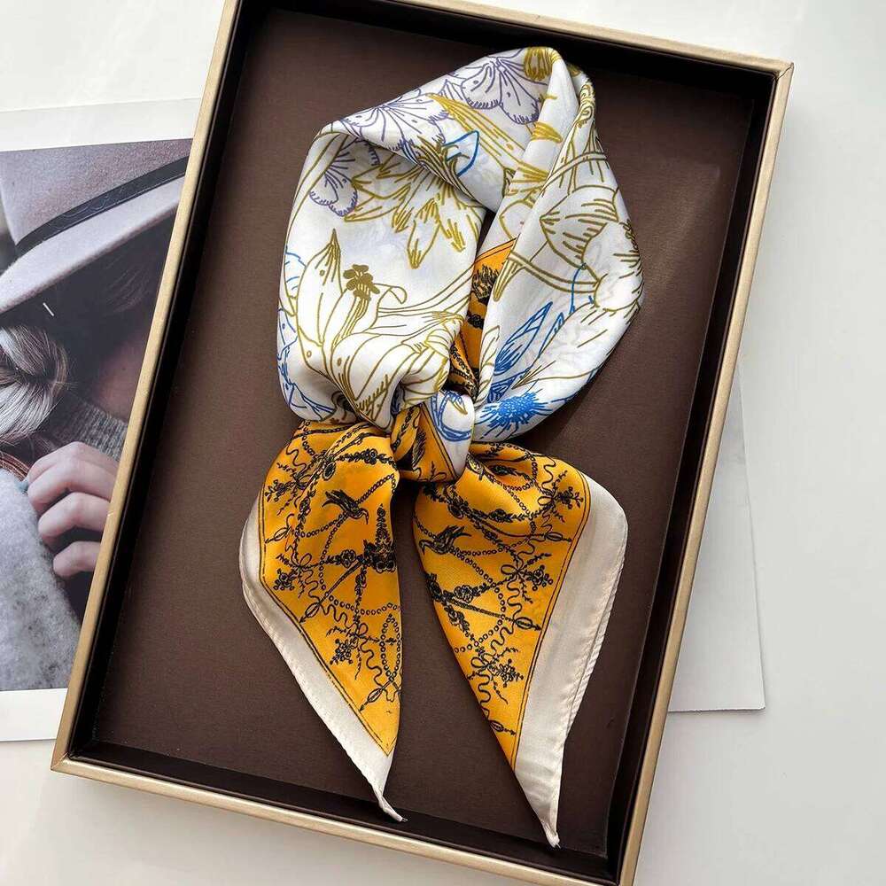2026 Women Design Square Scarf Silk Imitation Print Neckerchief Bandana Foulard Lady Shawl Scarves Wrap Head Hair Band Ties 26Y06226 - view 6