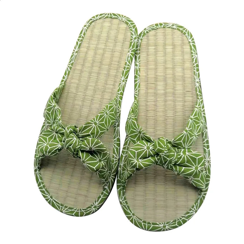 Fashion Women Shoes Sandals Female Straw Mat Slippers Casual Bow Rattan Beach Slippers Home Ladies Flat Flip-flop Slides 260624 - view 5