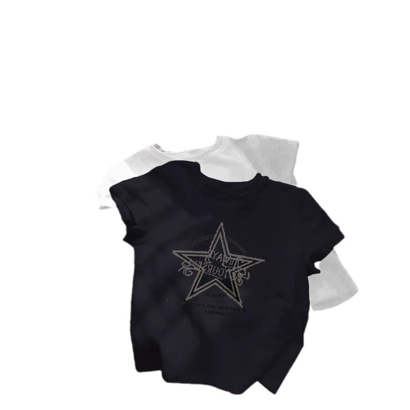 American Retro Printed Short Sleeve T Shirt For Women Summer New Style Niche Design Trendy Short Slim Fit Top - view 6
