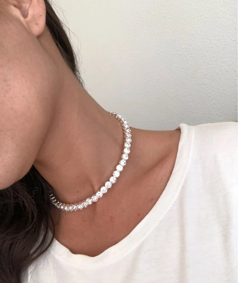 TREAZY Bridal Fashion Crystal Rhinestone Choker Necklace Women Wedding Accessories Tennis Chain Chokers Jewelry Collier Femme 260624 - view 6