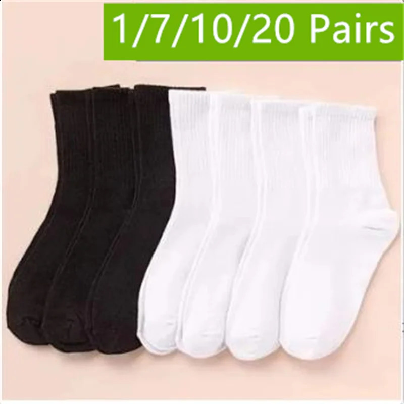 Mid Length Sock Classic Black White Solid Color Fashionable Casual Sports Absorbing Breathable Men 171020 Pairs 260622