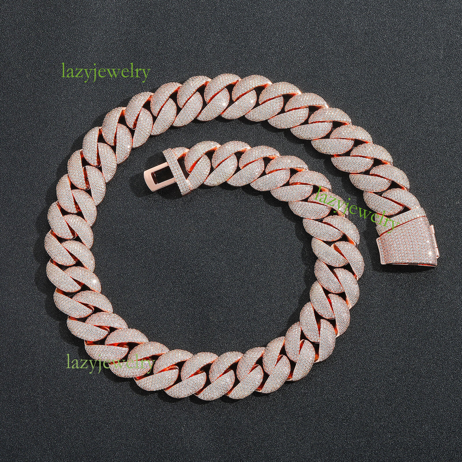 VVS Mosan stone full diamond Cuban necklace 21mm ice crystal Myer secret necklace bracelet men exaggerated hip-hop accessories daily wear - view 3