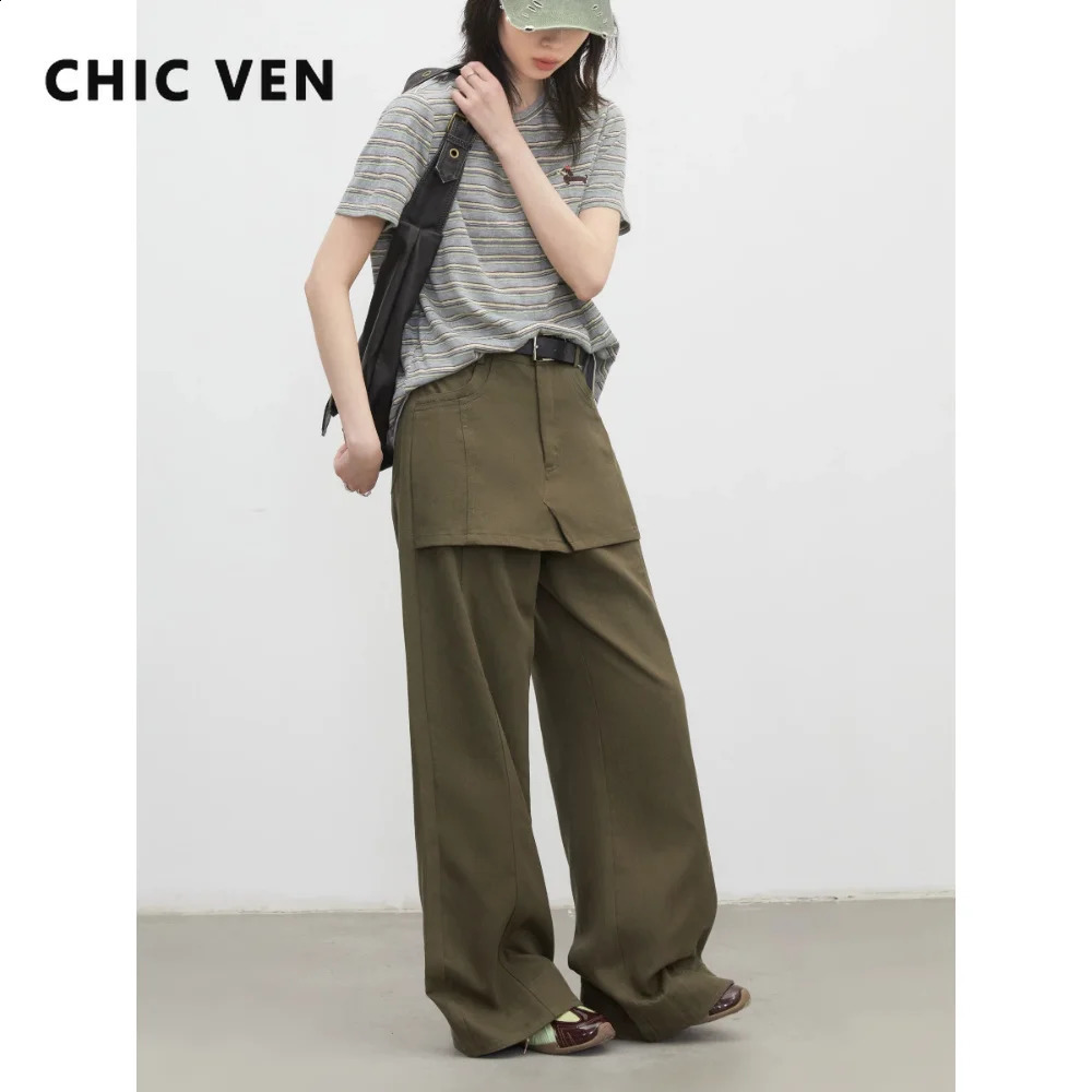 CHIC VEN Fashion Women Jeans Loose Casual High Waisted Denim Pant Covered Crotch Wide Leg Trousers Spring Summer 2026 260625