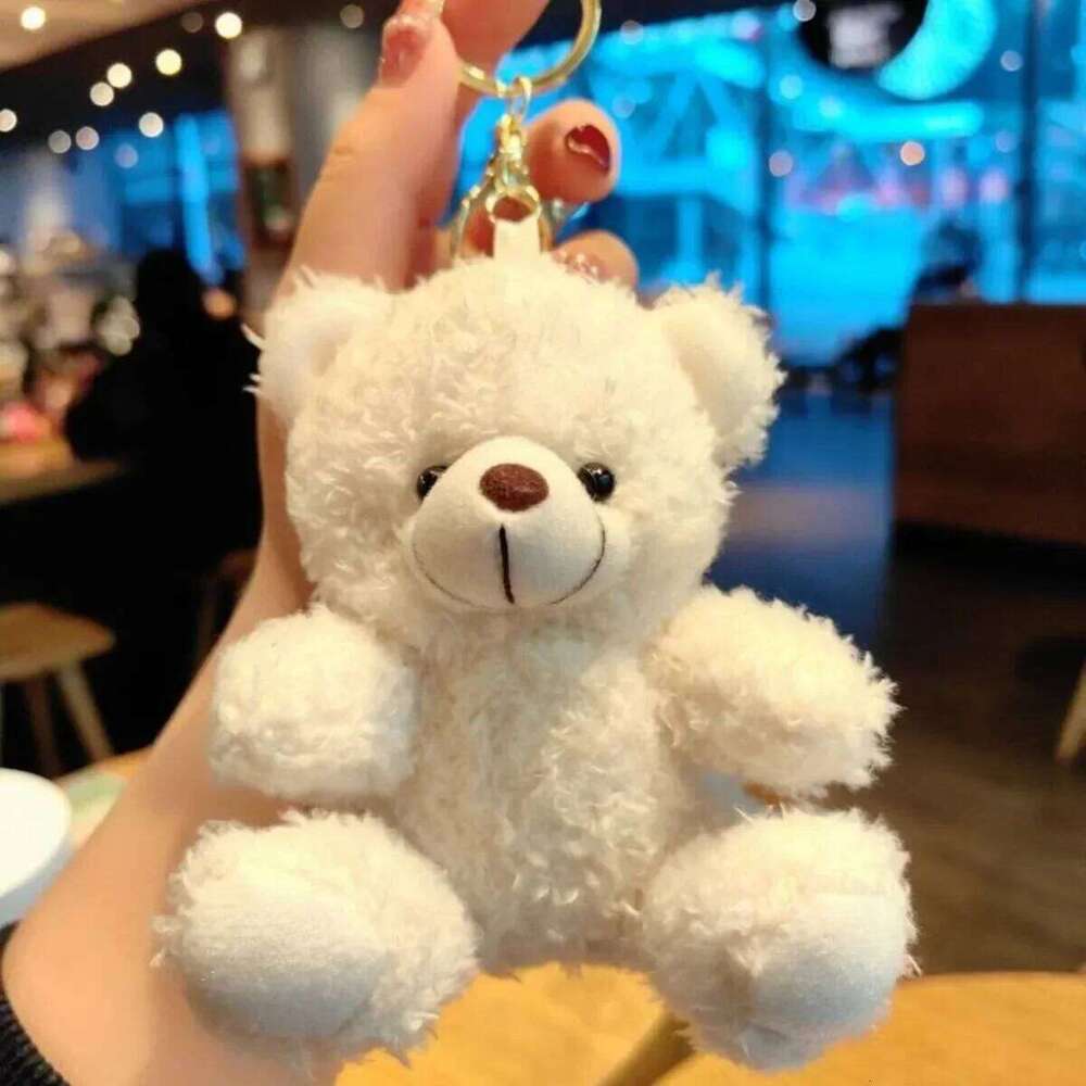 Adorable 3D Plush Bear Keychain Fluffy Faux Fur Doll with PP Cotton Cute Cartoon Key Ring for Car Bag Christmas Gift 26Y0626 - view 3