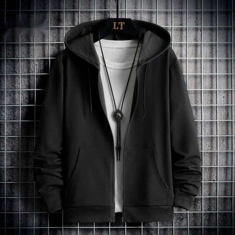 Korean Style Hot Selling Versatile Solid Color Unisex Cardigan Men's Loose Casual Fashion Trend Hoodie Jacket W260626 - view 3