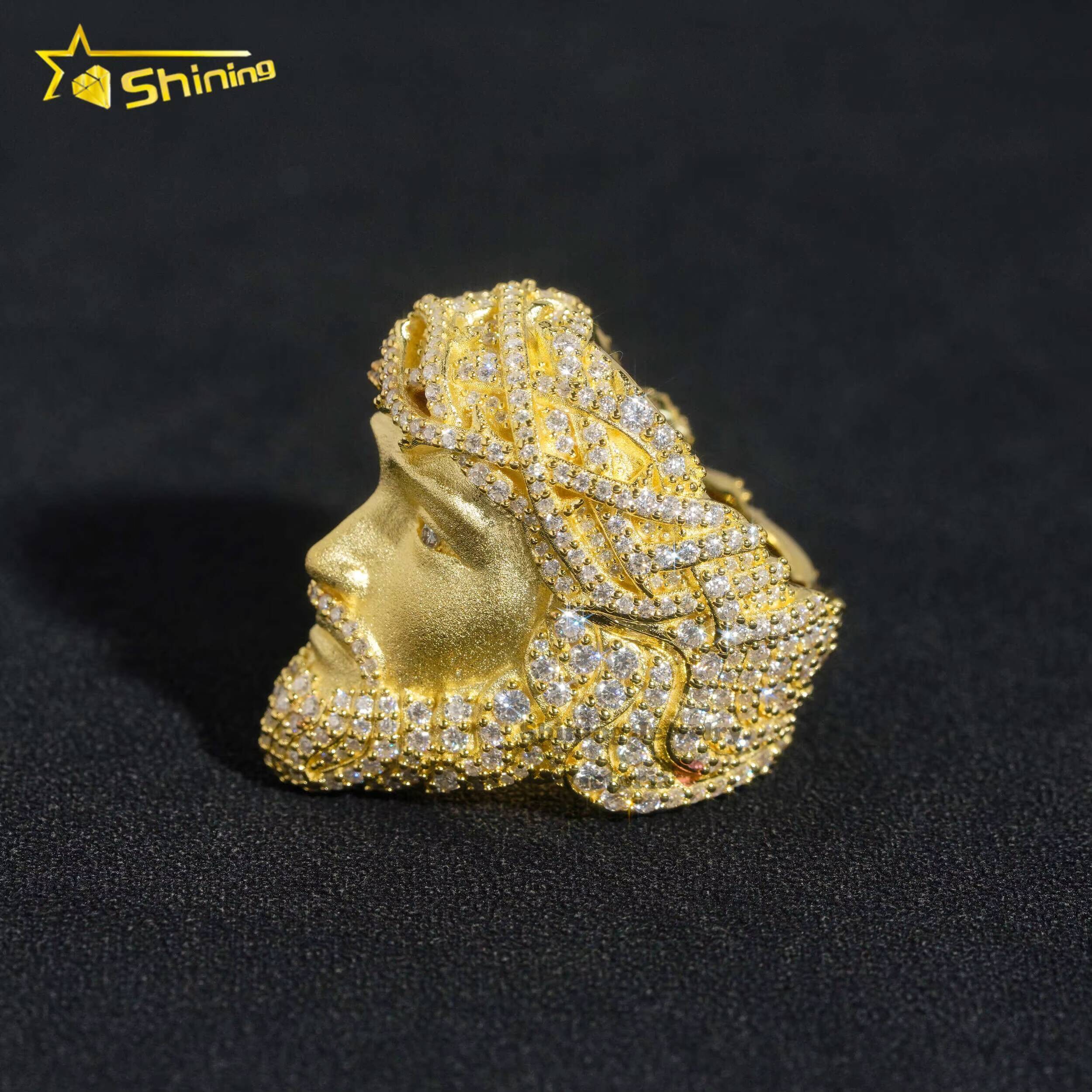 Fine Jewelry Pass Diamond Tester Gold Plated Iced Out Rings Men Rock 925 Silver VVS Moissanite Diamond Hip Hop Jesus Ring - view 5
