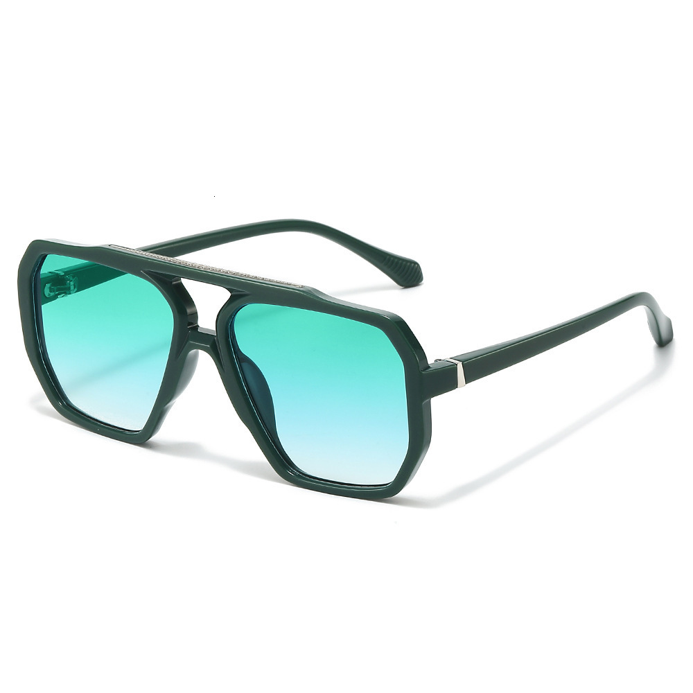 New Square Double Bridge Korean Retro Large Frame Pilot Trendy Ocean Lens Sunglasses Multi-Color Glasses - view 5