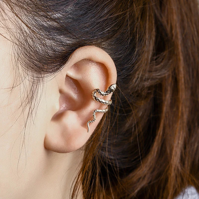 1Pcs Fashion Silver Color Snake Ear Clip Earrings for Women Men Punk Non Piercing Cuff Jewelry 260623 - view 4