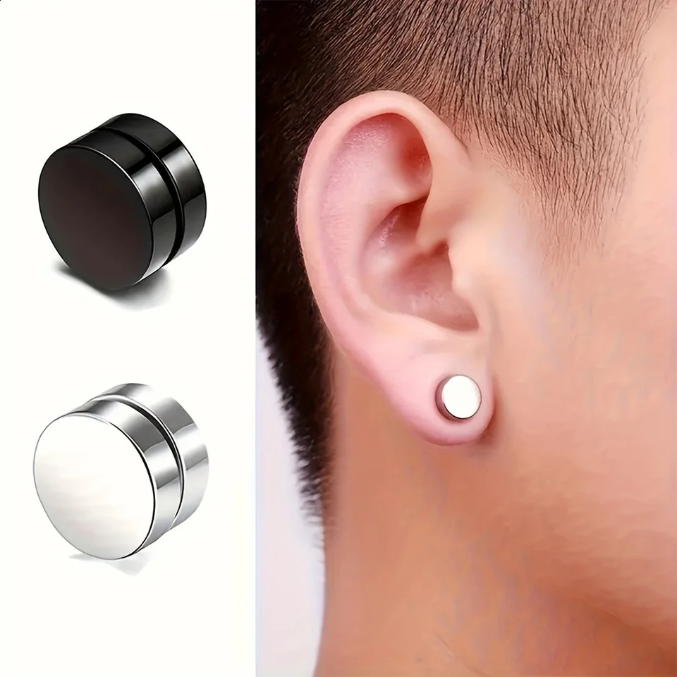 2pcs Unisex Fashion Stainless Steel Magnetic Cubic Zirconia Ear Clips Nonpiercing Adjustable Clipon Earrings for Men Women 260623 - view 5