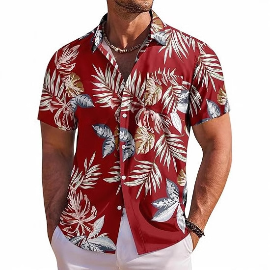 Mens beach shirt European size summer new style Hawaiian short-sleeve floral shirt for men - view 4