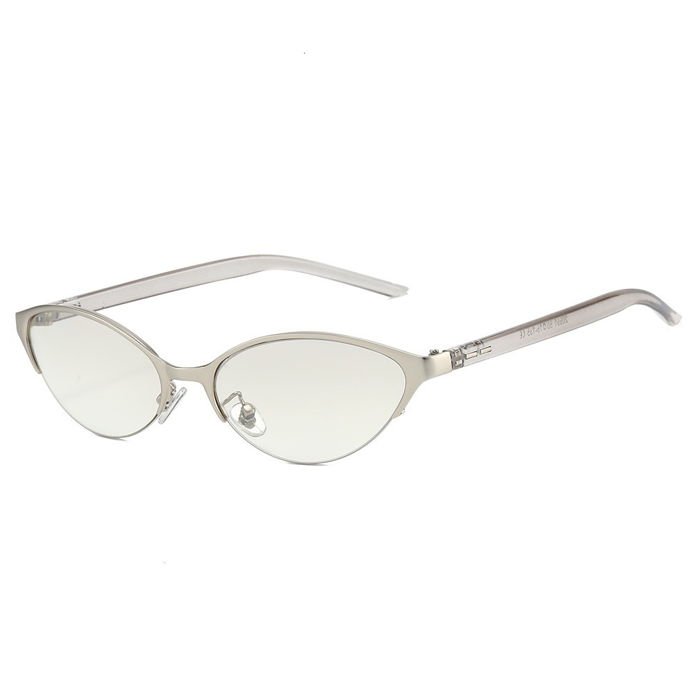 Fashion New High-End Cat-Eye Metal Anti-Uv Sunshade Plain Versatile Sunglasses - view 5
