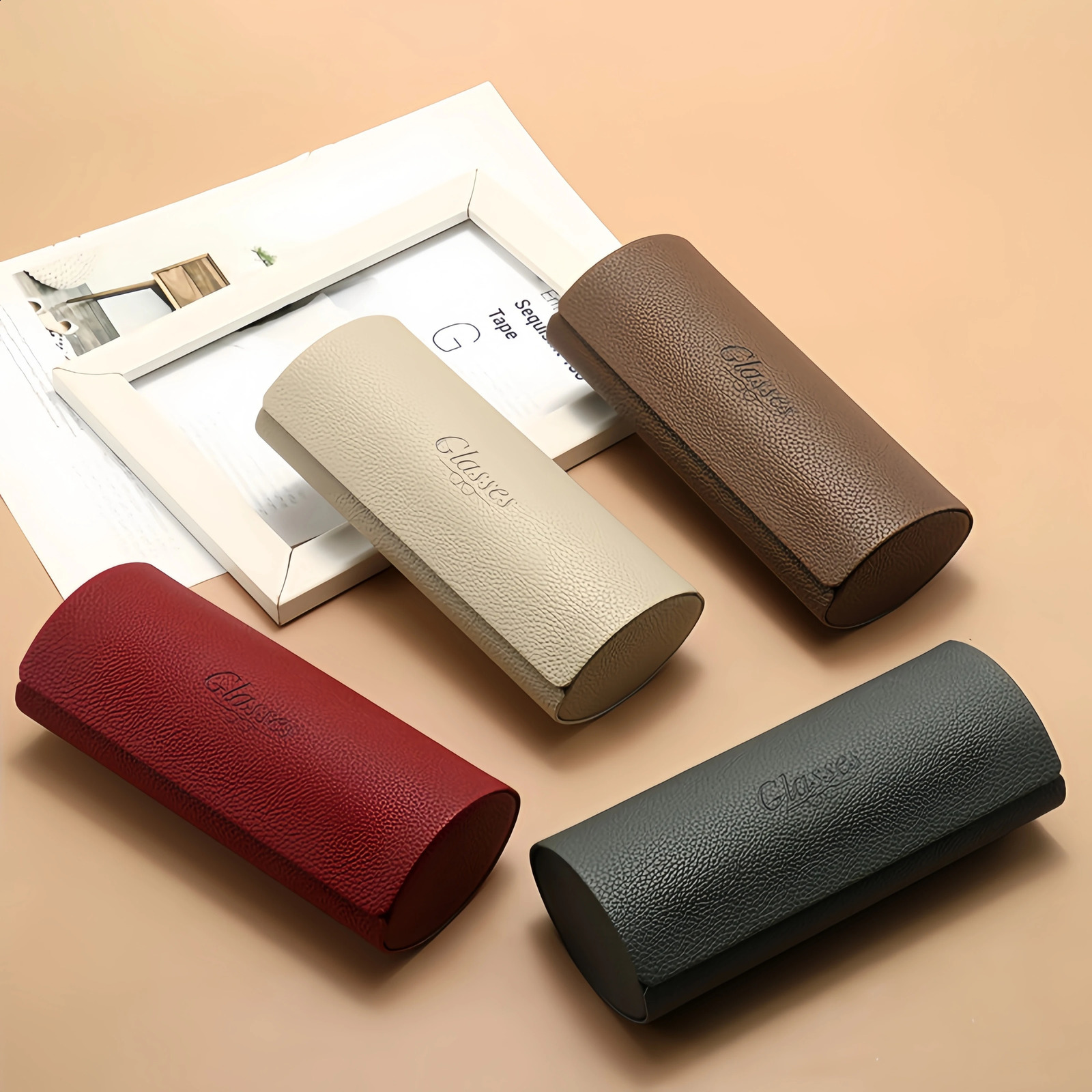 Fashionable and Simple Cylindrical Glasses Case Leather Pressure-Resistant Portable Unisex Glasses Storage Box 260625 - view 3